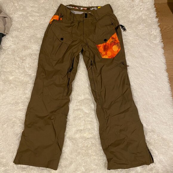 Vintage Rossignol Snowboarding Insulated Snowpants Brown Medium Orange Accent - Picture 9 of 9